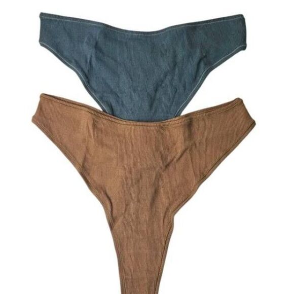 2 PAIR SKIMS COTTON RIBBED PANTY NWT - Picture 1 of 14